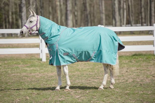 TuffRider 1200D 200g Comfy Winter Turnout Blanket w/ Detachable Neck - Medium-Weight Turquoise