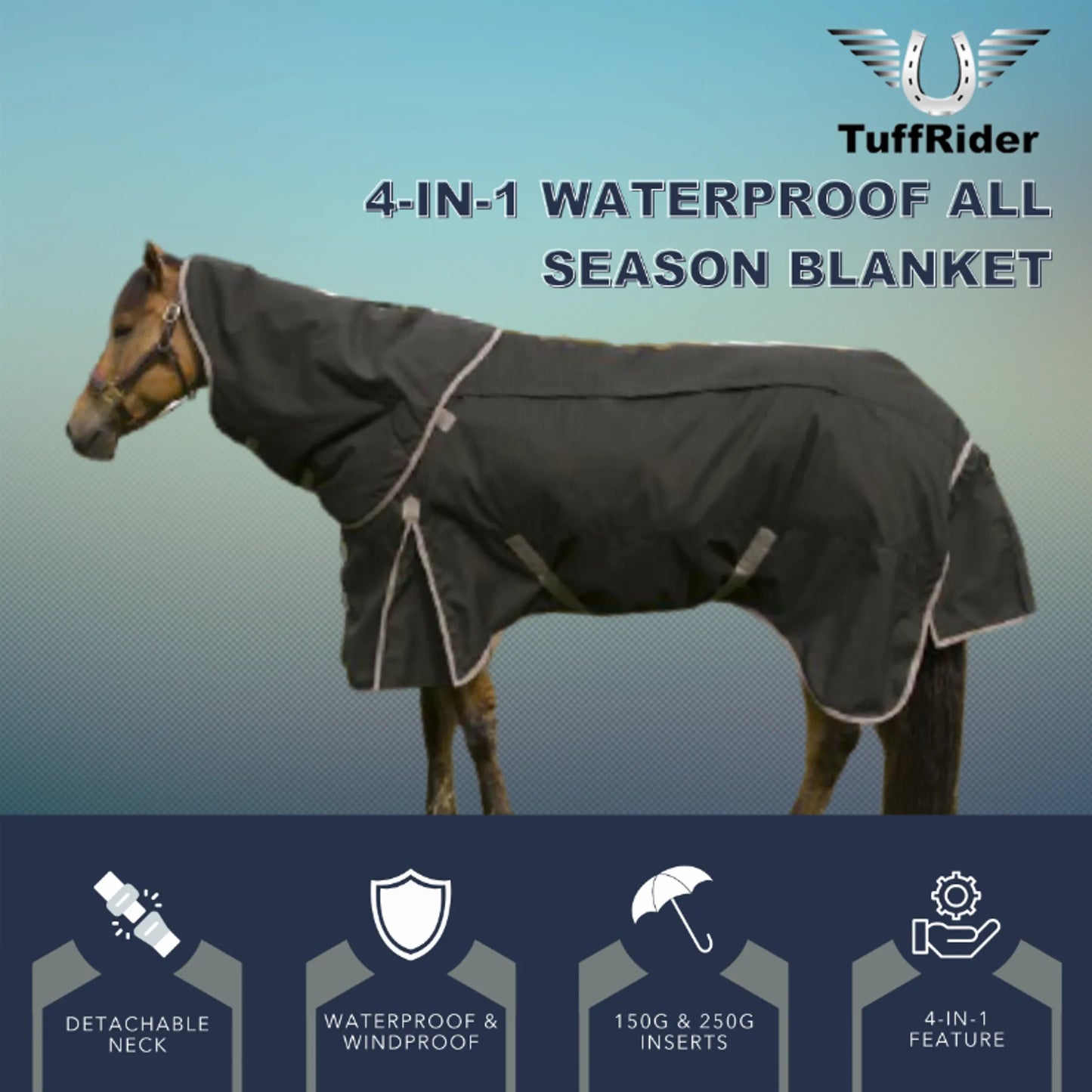 TuffRider 4-in-1 Waterproof All Season Blanket w/Inserts